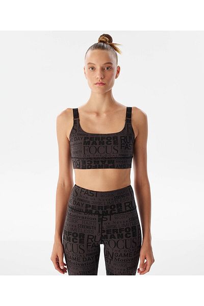 Twist Sutien sport cu imprimeu slogan