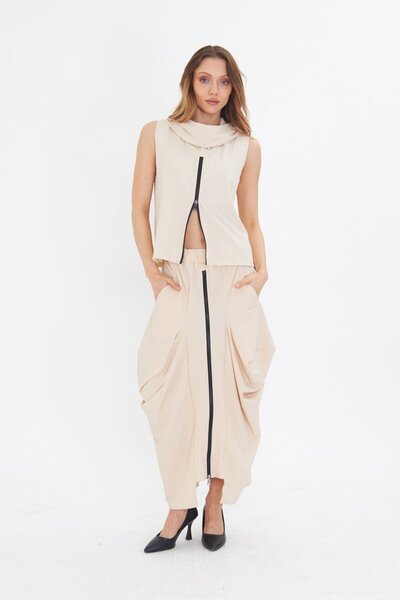 LAMANTE FERMUAR DETAY KAPÜŞONLU BEJ BLUZ