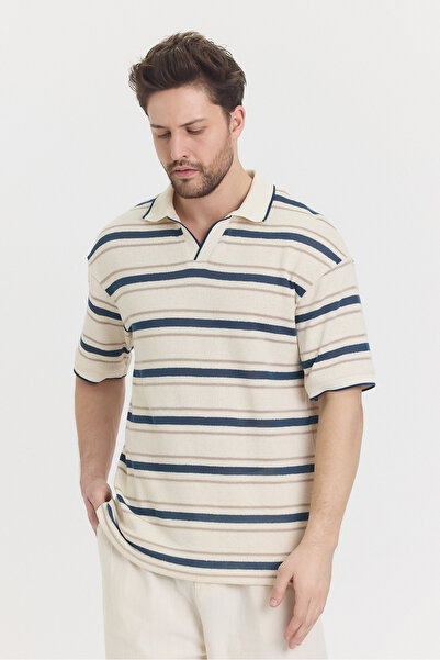 HAWKKİNG Чоловіча оверсайз трикотажна футболка з поло коміром