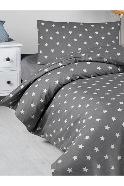 uykulife home collection Σετ Παπλωματοθήκης Sleepulife Single Grey Star (ΧΩΡΙΣ ΣΕΝΤΟΝΙ)