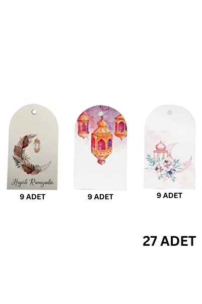 roco paper 3lü Ramazan Temalı Hediye, Tebrik Kartı Seti, Delikli Ambalaj Pake...