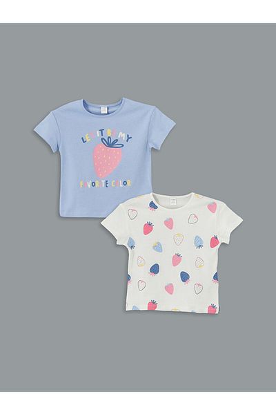 LC Waikiki New Season Crew Neck Printed Girl's T-Shirt Pack of 2 - S5H063Z1