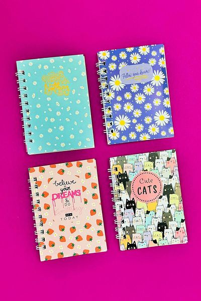 Patladı Gitti Mini 4-Piece Colorful Patterned Spiral Notebook