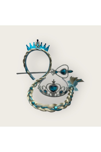 AKÇAY Karlar Ülkesi Frozen Elsa Anna Sihirli Asa Saç ve Taç Seti