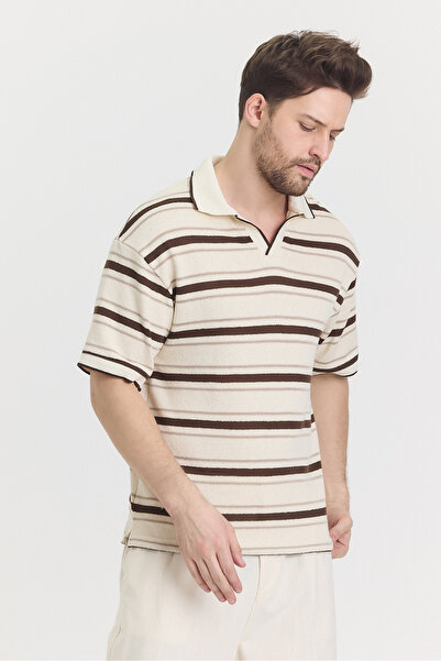 HAWKKİNG Чоловіча оверсайз трикотажна футболка з поло коміром