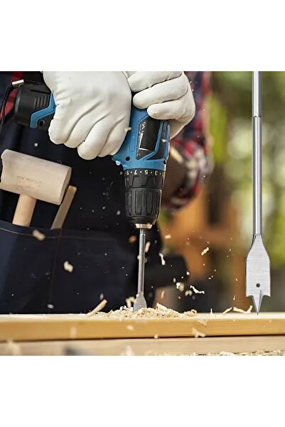 Badem10 Yaprak Matkap Ucu Takımı Ahşap Delme Ucu Tahta Sunta Plastik Alçıpan Delme Ucu Bits Uç 6'lı Set