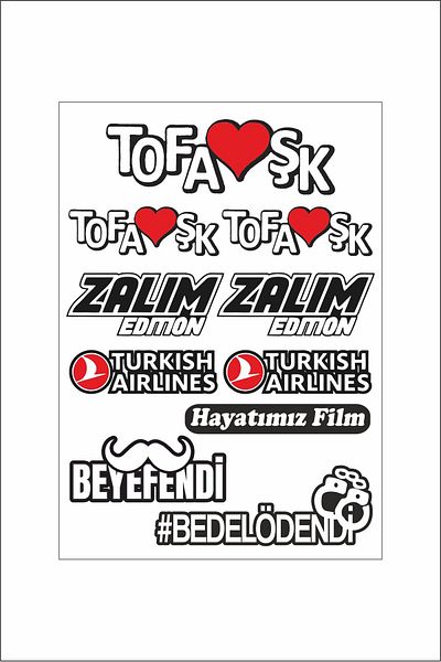 Piksel Grafik Tofas Sticker and Label Set – Car/Motorcycle Compatible, Waterproof 10 Pcs Stickers