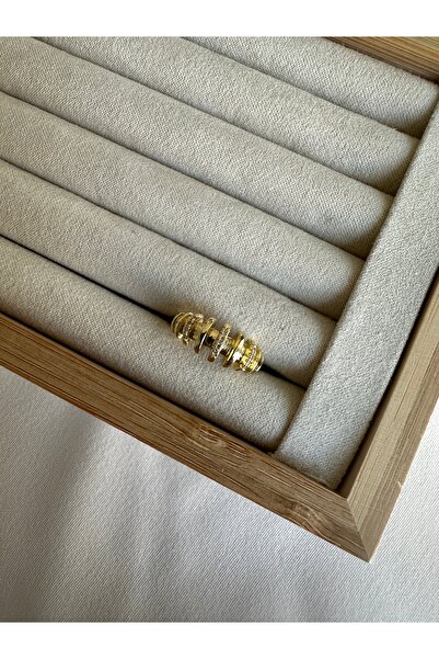 ringbox Gold Şerit Taşlı Yüzük