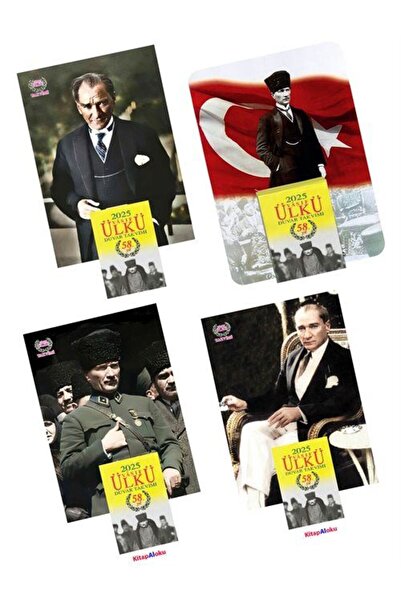 Ülkü Takvimcilik 2026 Vasıf Ülkü Duvar Takvimi 4'Lü Set Arkalı Önlü Atatürk ve Manzara Görselli (Kod-07)