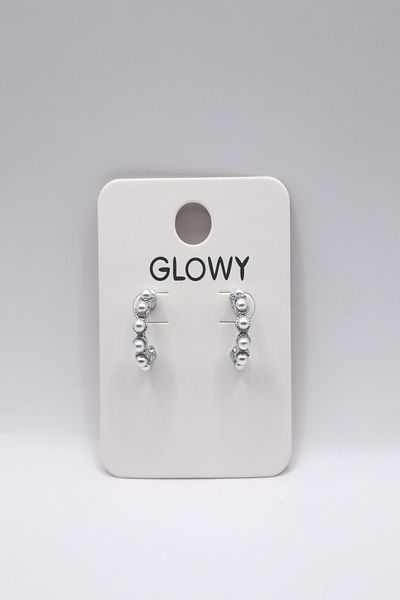 DEMOKAN Women's Earrings Grain Half Hoop Pearl 2cm Earrings