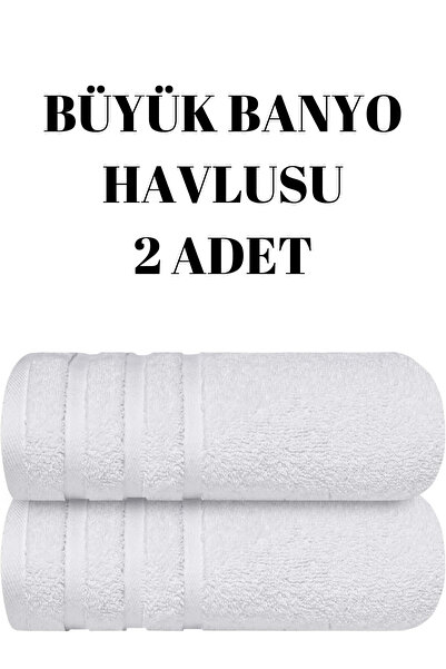 KAYABEY HOME Beyaz 2'li Set Büyük Boy Banyo Havlusu Duş Vücut Havlusu Yumuşak...