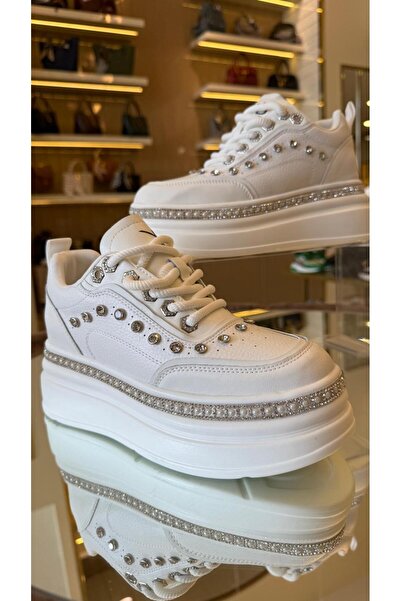 KRISTE BELL İthal Yüksek Taban Taş Zımbalı Bağcıklı Ayakkabı