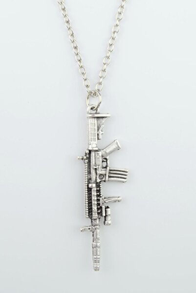 Bu Farklı M4 Silah - Pubg Gümüş Kaplama Düz Zincir Kolye