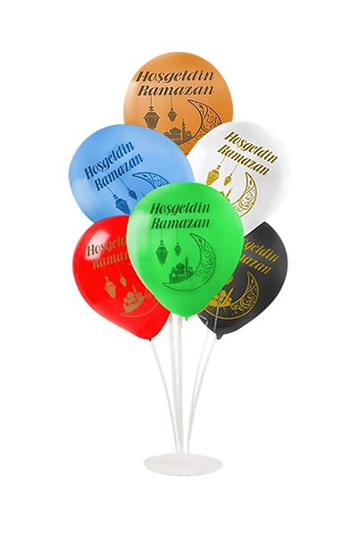 Parti dolabı 6 Pieces Welcome Ramadan Printed Balloons Eid Al-Fitr 11 Sultan City of Ramadan Colorful Balloon