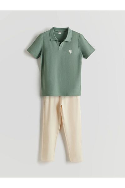 LC Waikiki Lcw Kids Green Polo Collar Boys T-Shirt and Pants