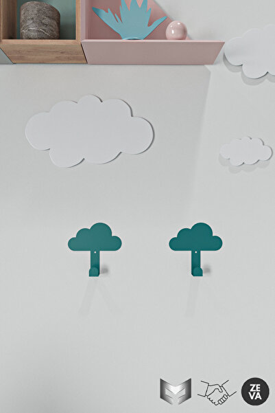 YİĞİT METAL شماعات معدنية على شكل سحابة مكونة من قطعتين لغرف الأطفال باللون ا...