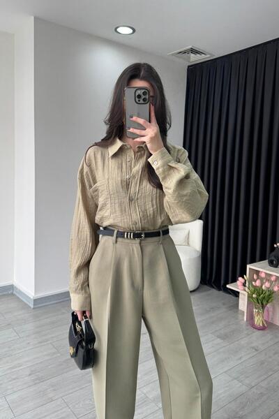 ECEMİ قميص تولا أخضر زيتي