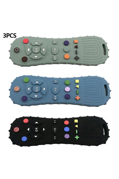 Choice 3pcs Novelty Silicone Simulation TV Remote Control Shape Soothing Toy Baby Food Grade Teaser Stick C