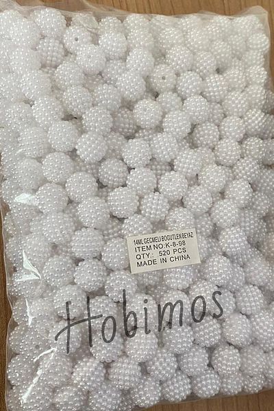 Hobimos 100 τμχ 14mm Λευκές Μαργαριταρένιες Χάντρες - Κοσμήματα - Τσάντες Κατασκευής Χάντρες