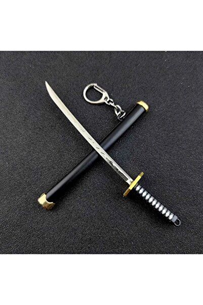 Choice4 سلسلة مفاتيح سوداء صغيرة من رورونوا زورو سيف ساموراي أنيمي بلاستيك غمد سلسلة مفاتيح حلقة كاتانا بو