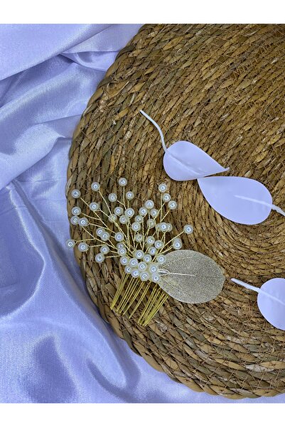 ERYA aksesuar Accesoriu de păr festonat cu perle și frunze de aur, coroană de...