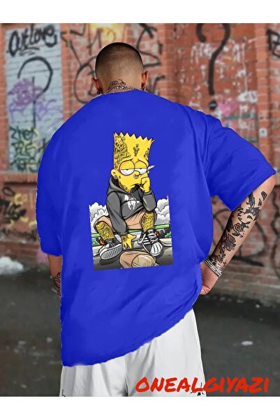 oneagılyazı تي شيرت كبير الحجم مطبوع عليه ظهر بارت وشم