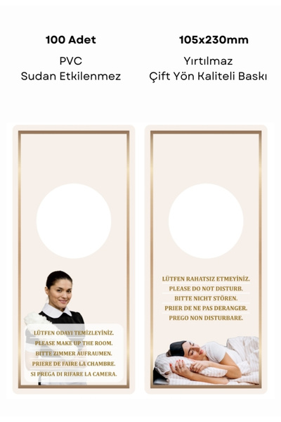 Sticksy 100 Adet PVC DND Çift Taraflı Kart Rahatsız Etmeyin Odayı Temizleyin ...