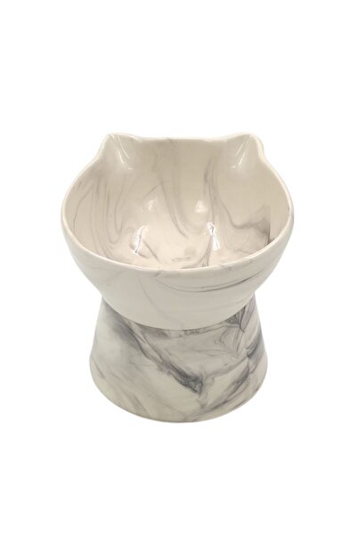 Genel Markalar KEDİ FİGÜRLÜ YÜKSEK SERAMİK MAMA VE SU KABI