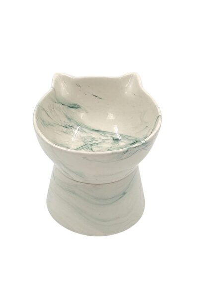 PAWALYA KEDİ FİGÜRLÜ YÜKSEK SERAMİK MAMA VE SU KABI