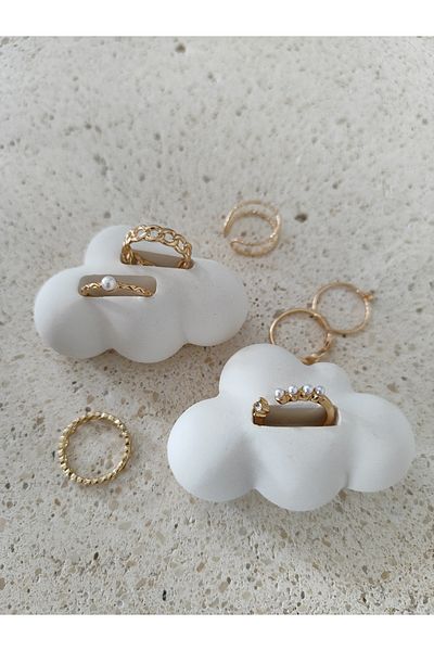 Minima Art Studio Decorative Double Cloud Detailed Ring Holder