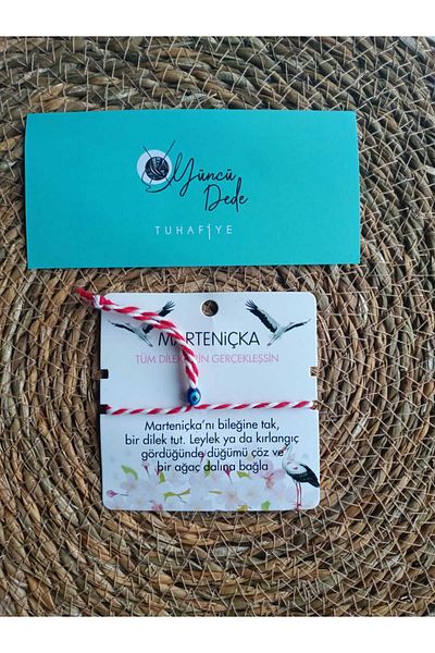 Yüncü Dede Marteniçka Lucky Bracelet - Spring & Good Luck Icon, Red & White Evil Eye Beads