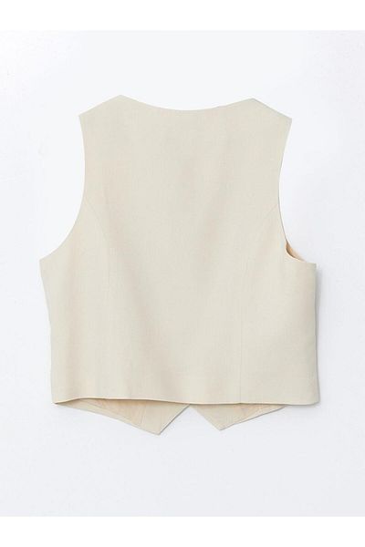LC Waikiki Γυναικείο κλασικό γιλέκο XSIDE V-Neck Linen Blend
