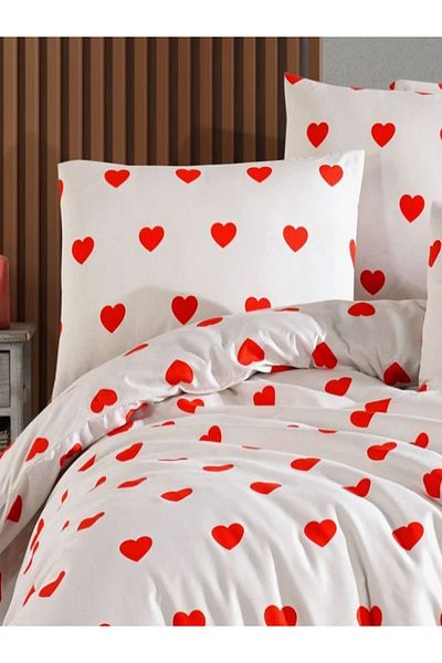 uykulife home collection Uykulife Red Heart Double Personality Duvet Cover Set (Without Sheet)
