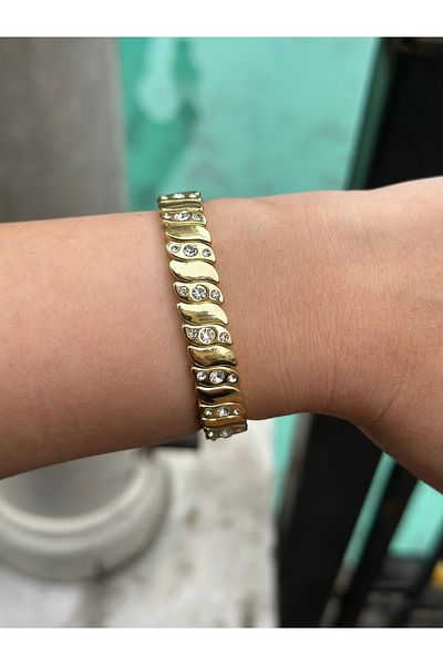 Store 316L Steel Stone Gold Tarnish Bracelet