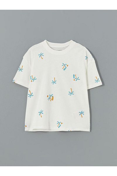 LC Waikiki Lcw Kids Crew Neck Patterned Combed Cotton Baby Boy T-Shirt
