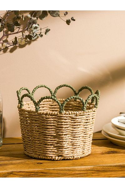 LC Waikiki LCW HOME Кафява декоративна плетена кошница 18x16 см