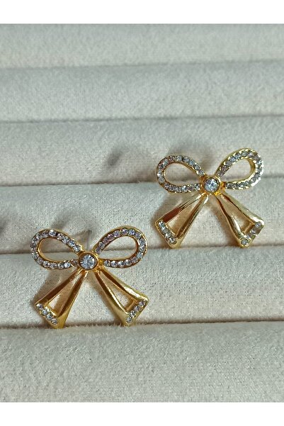 mos&more Gold Taşlı Fiyonk Kadın Küpe