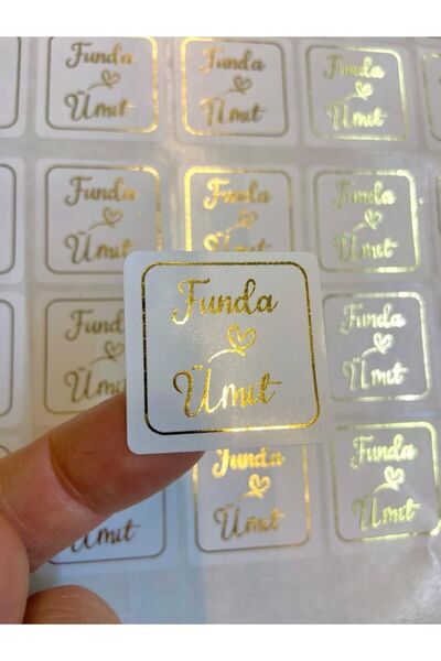 Sticksy Gold Renk Etiket Altın Rengi Etiket Gold Yazı Nikah Nişan Söz Kına Be...