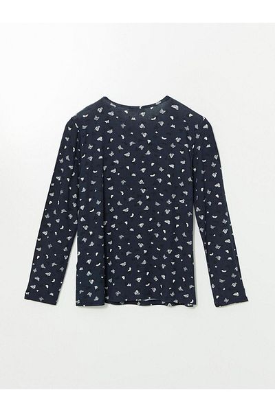 LC Waikiki LCW Grace Damen-T-Shirt mit Rundhalsausschnitt und Muster