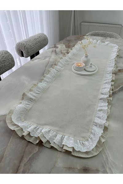 eyma home % βαμβακερό ακατέργαστο λινό Βολάν φιλοδωρίας (45 x 130 cm)