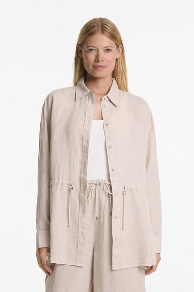 Oysho 100% linen long shirt with adjustable waist