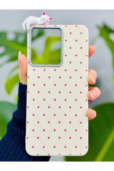Go Aksesuar جراب سيليكون بتصميم قطة منقطة متوافق مع Redmi 13C مع لعبة