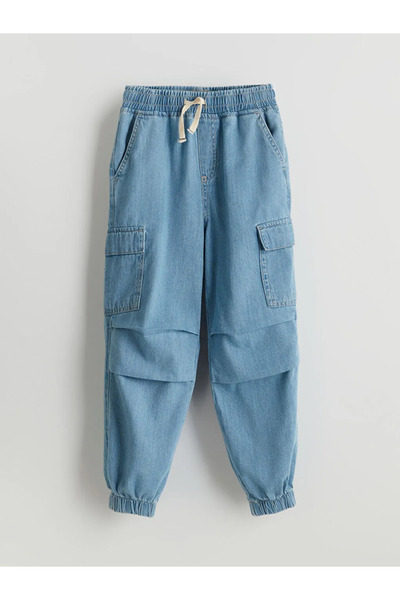 LC Waikiki LCW Kids İndigo Beli Lastikli Erkek Çocuk Kargo Jean Pantolon