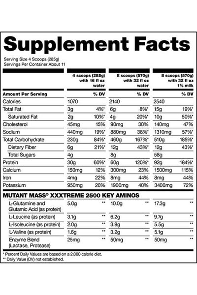 MUTANT Mass Gainer Xxxtreme 2500 5450 g (Carb Powder+Weight Gain)