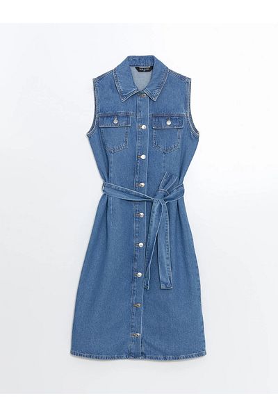 LC Waikiki Rochie de damă cu guler cămașă albastră