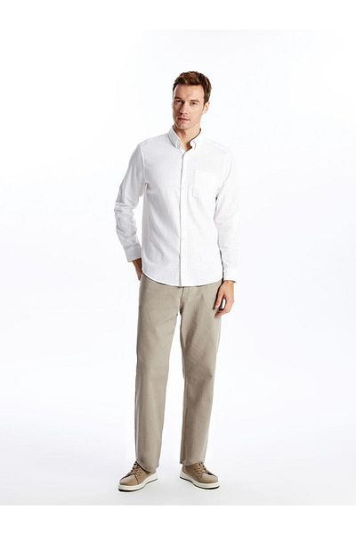 LC Waikiki Ανδρικό πουκάμισο LCWAIKIKI Classic Regular Fit με μακρυμάνικο λινό μείγμα