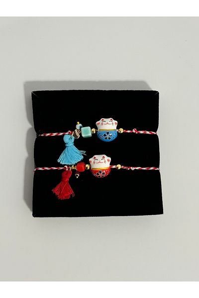 stainless steell Marteniçka Lucky Cat Rope Bracelet Maneki Neko (1Pcs)