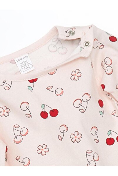 LC Waikiki LCW baby  Bisiklet Yaka Kız Bebek Çıtçıtlı Body ve Tayt 2'li