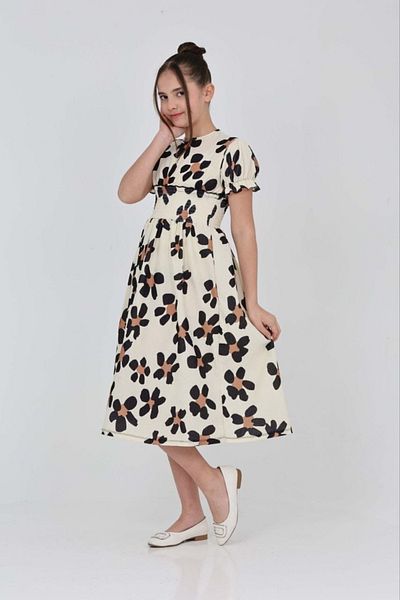 ARBİ kids Rochie lungă pentru fetiță cu modele florale în talie Eid