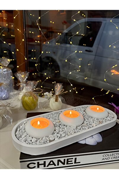 DİA HANDMADECOR OVAL TEPSİ + MUMLUK SETİ